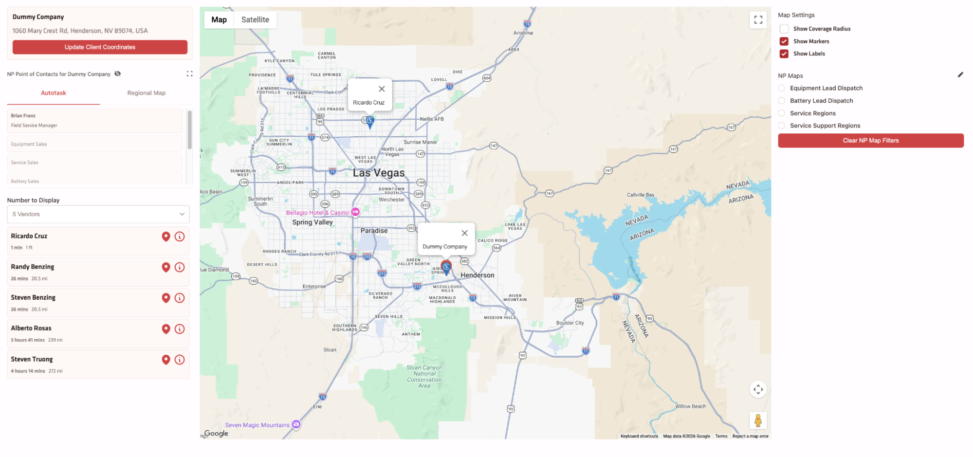 Nationwide Power Map screenshot in custom platform, DevSquad client example