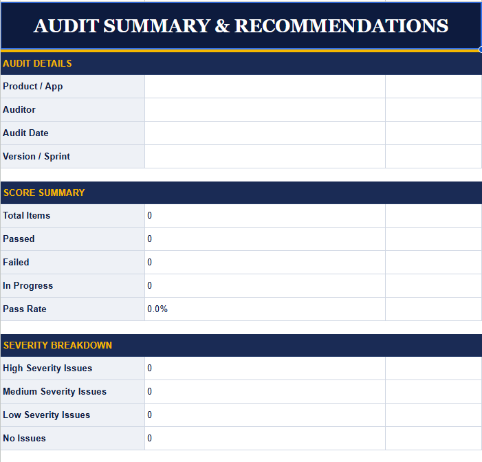 UI Audit Summary and Recommendations